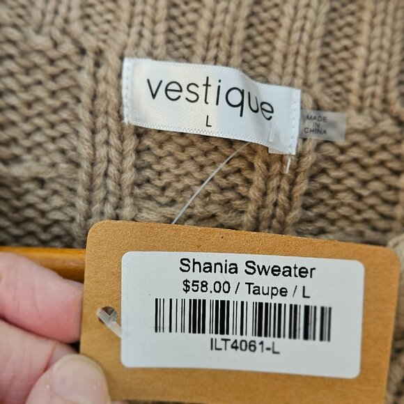 Romantic Beige Cable Knit Sweater Vest w/ Satin Bows NWT Size L - Picture 7 of 12